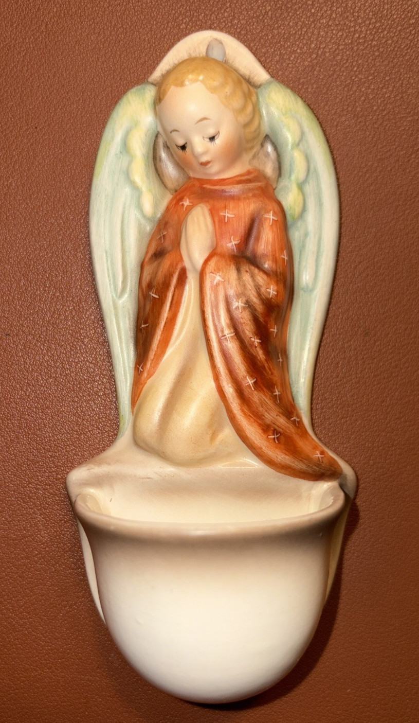 Vintage Goebel M I Hummel Holy Water Font Hanging Wall Pocket 1958 Praying Angel