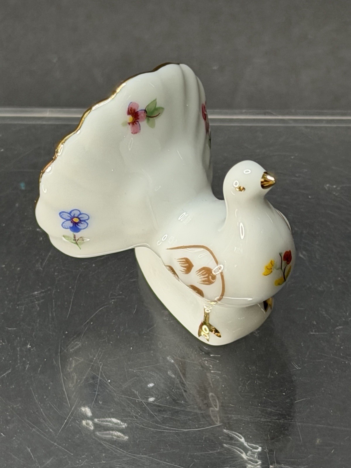Limoges Castel France Porcelain Miniature Fan Tailed Dove Bird Figure