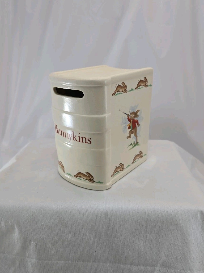 Vintage Royal Doulton 1936 Bunnykins Book Piggy Bank Money Box W/ Stopper