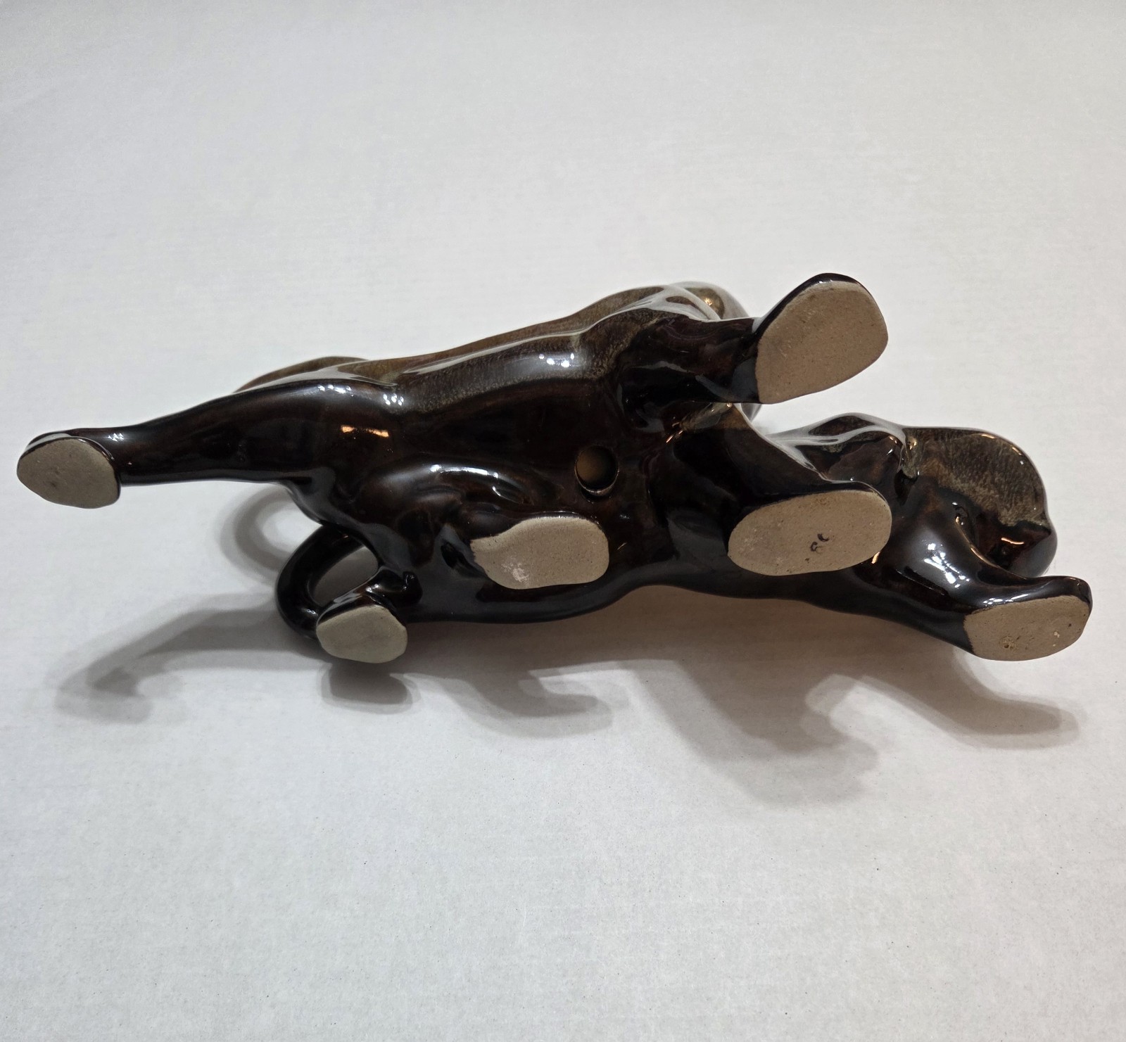 Vintage MCM Ceramic Leopards Panthers Tigers Hybrid Brown Swirl Glaze Big Cats