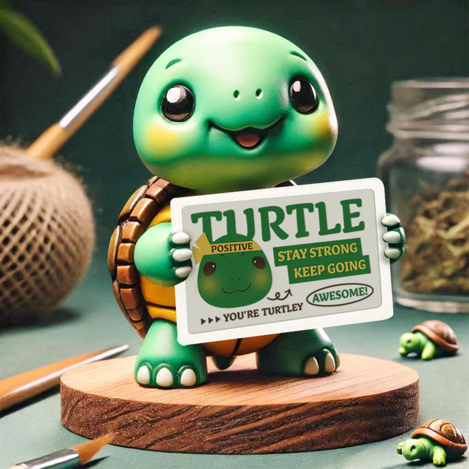 Positive Turtle – Inspirational Turtle Figurine 4 Inch Resin Office Desk Deco…