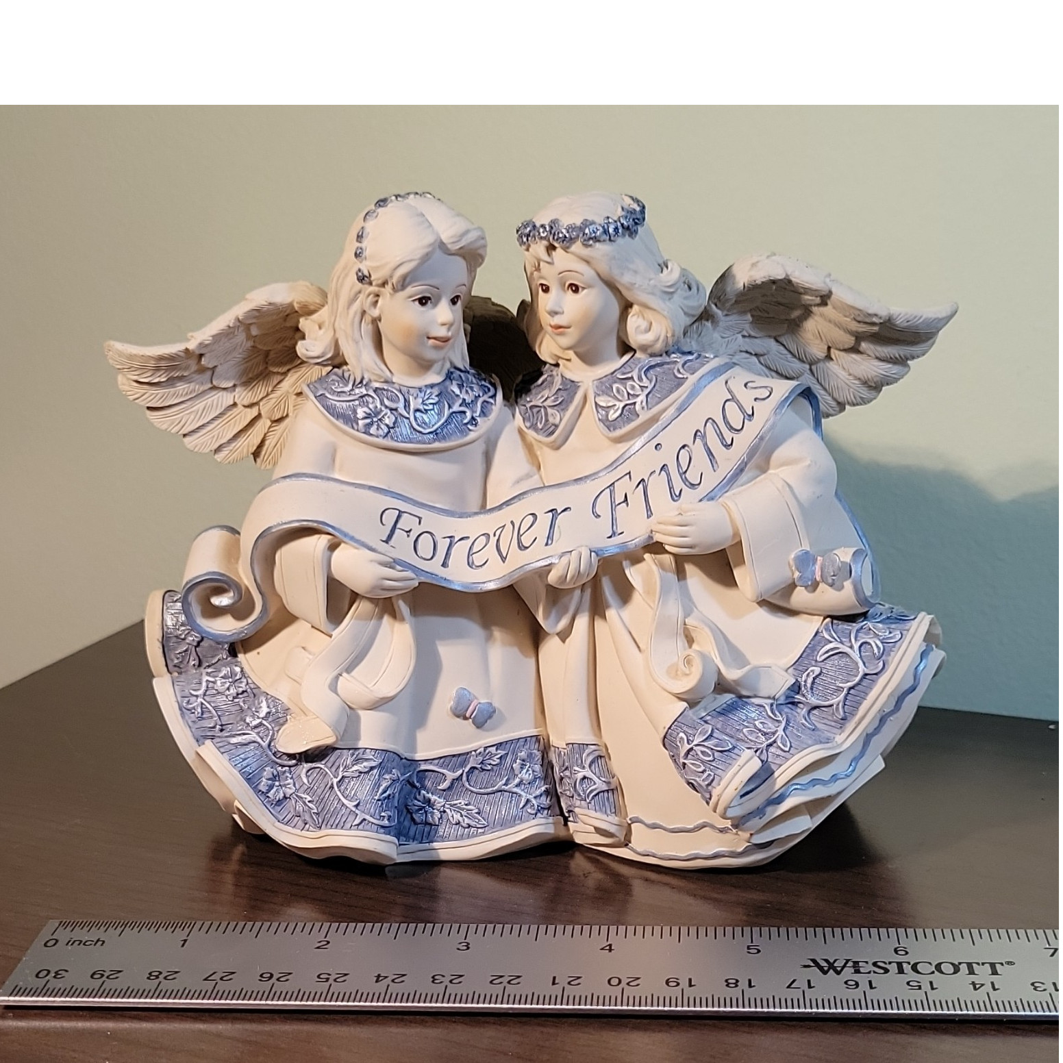 Sarah’s Angels Kerrie Rachel Resin Figurine Blue White Angel Friendship 2002 6in