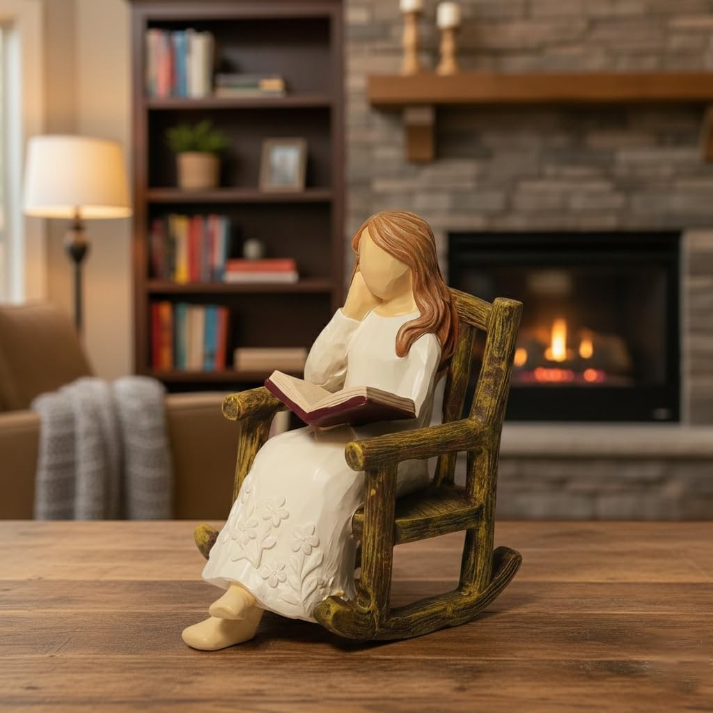 Book Figurine for Shelves Gifts for Women Readers Resin Reading Woman Statue …