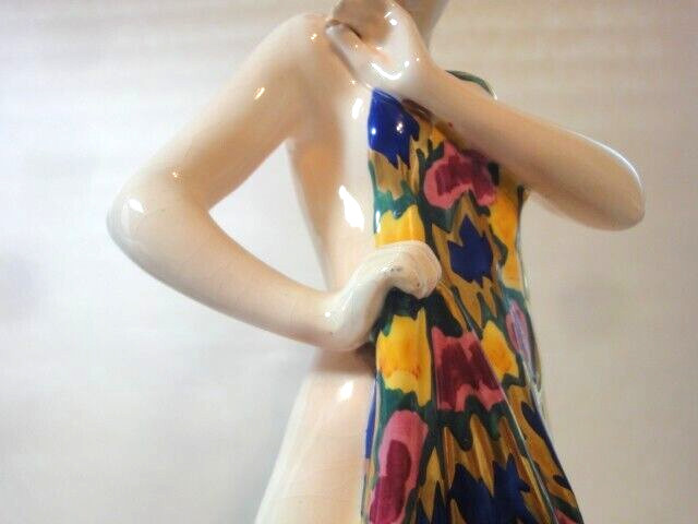 Large Scarce Vintage Royal Dux Art Deco Lady With Dog Figurine, 15.5 in
