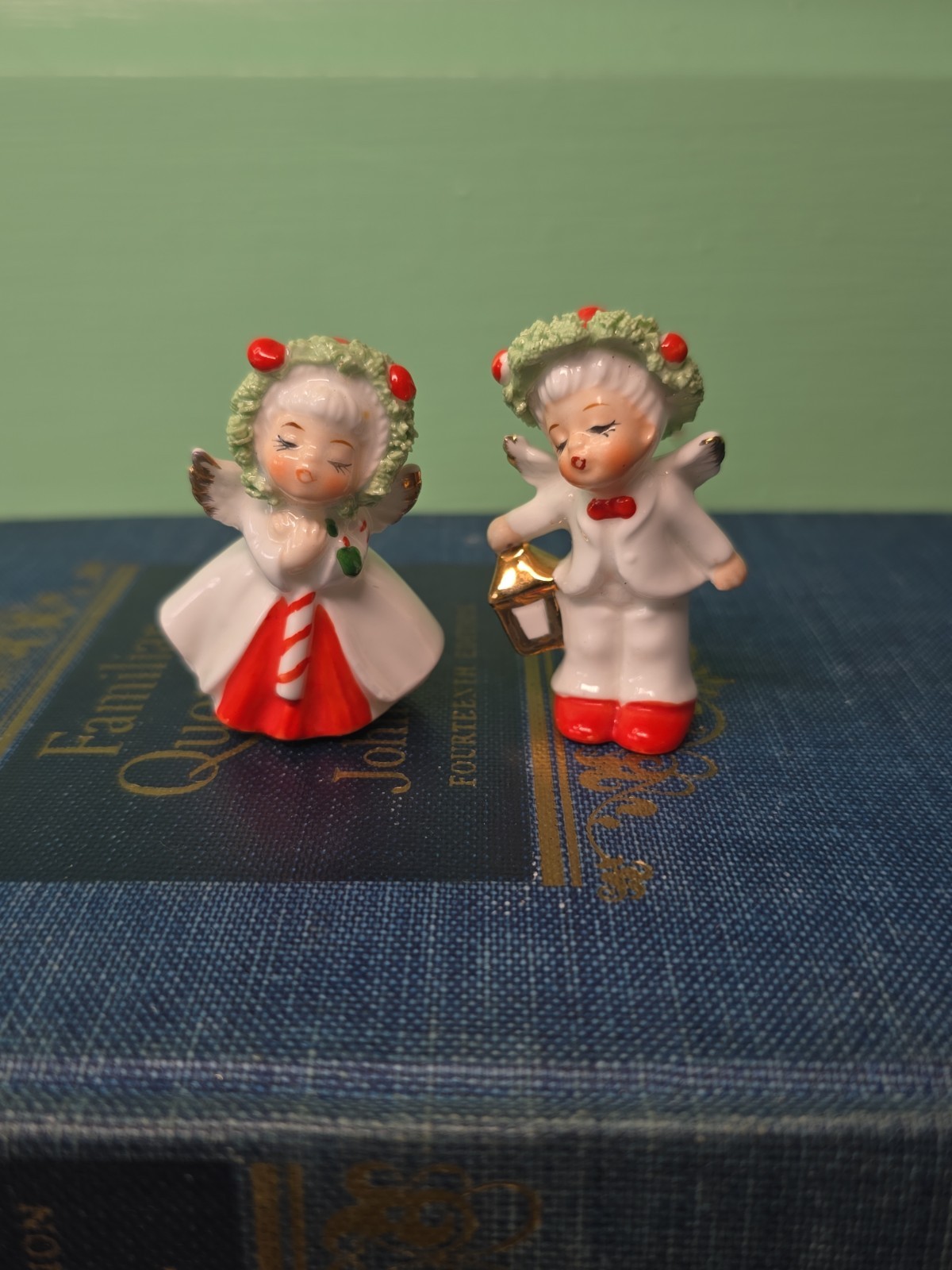 Vintage Napcoware Porcelain Christmas Miniature Boy and Girl Angel Porcelain