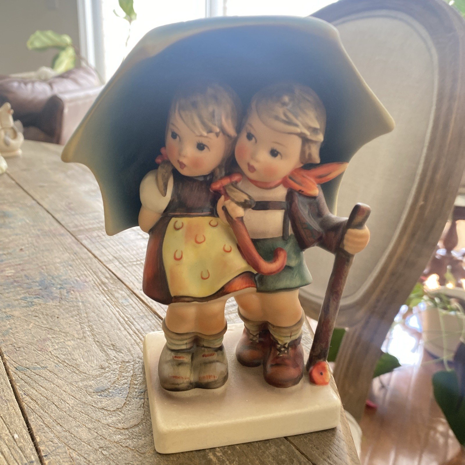 Vtg HUMMEL “Stormy Weather” Boy & Girl Together Under Umbrella – W.Germany
