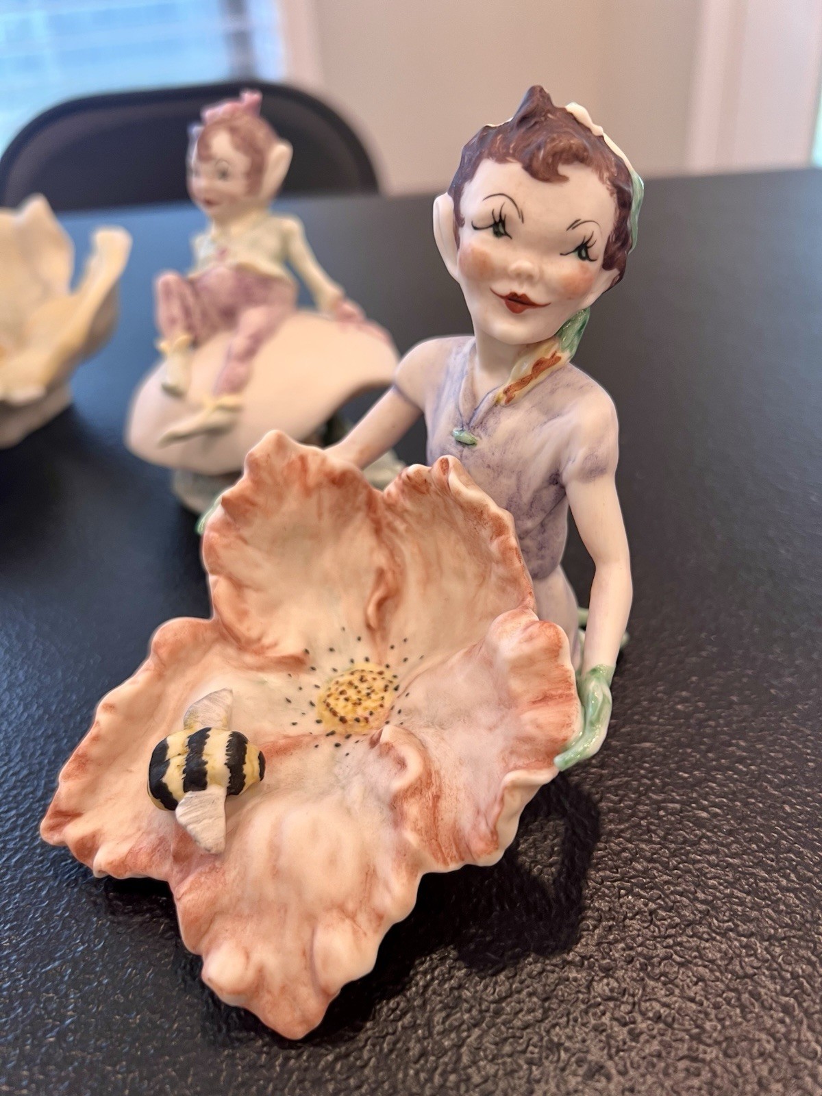 Rare Vintage Royal Crest China Pixie Elf Flower Figurine Wanda Baldwin 1940s
