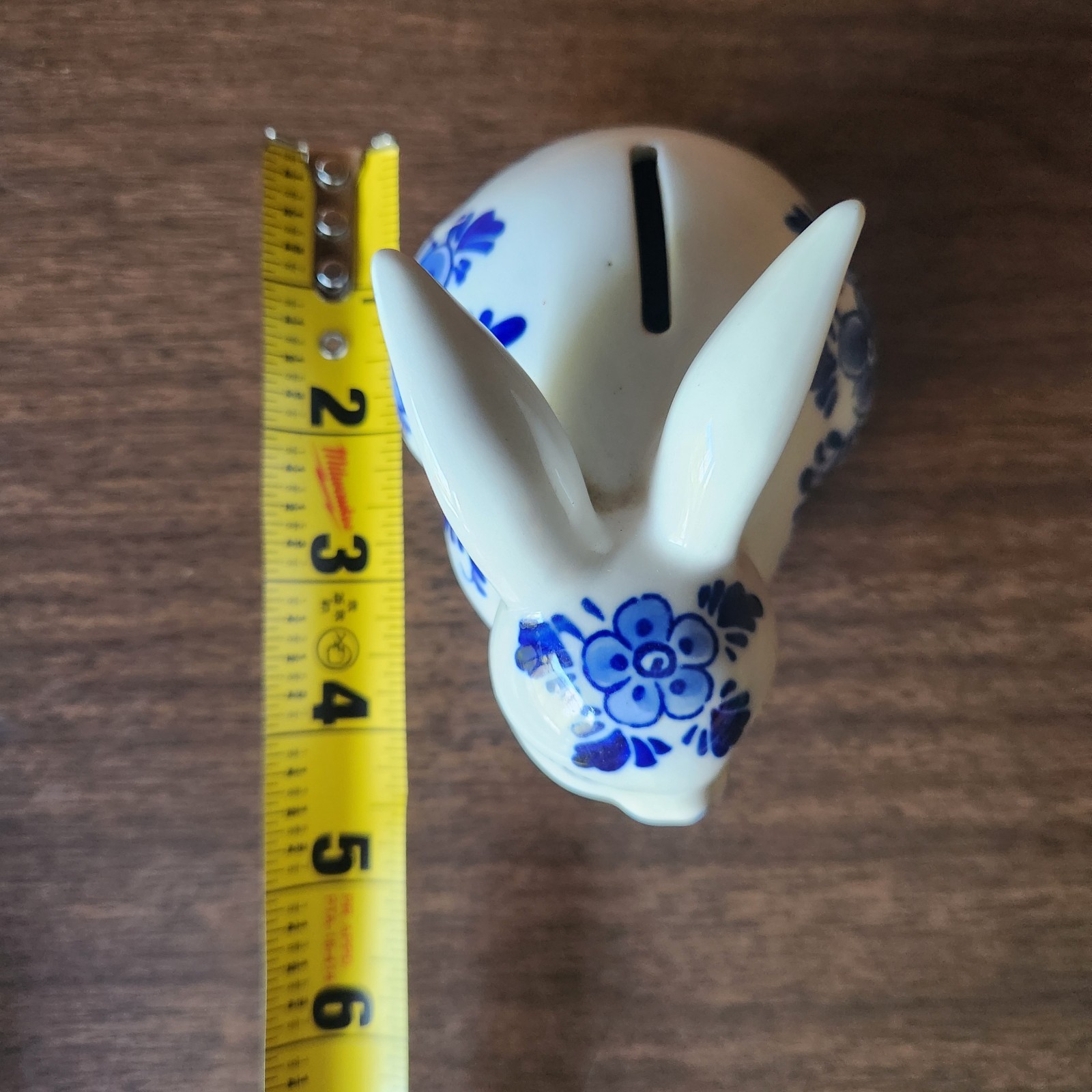 Vintage Delft Blue Chinoiserie Bunny Rabbit Bank Porcelain Hand Painted