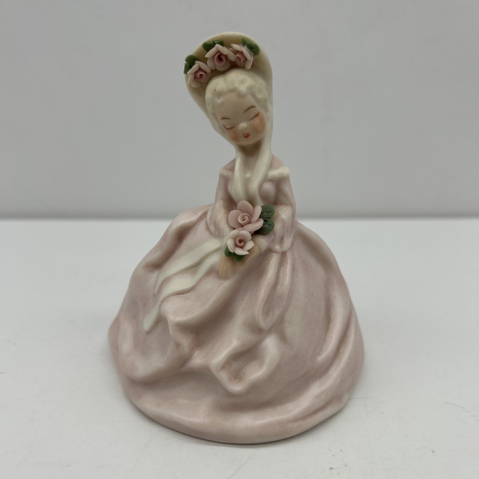 Porcelain Girl Figurine -Mold Is Same As Josef Originals Gail- Matte Glaze Roses