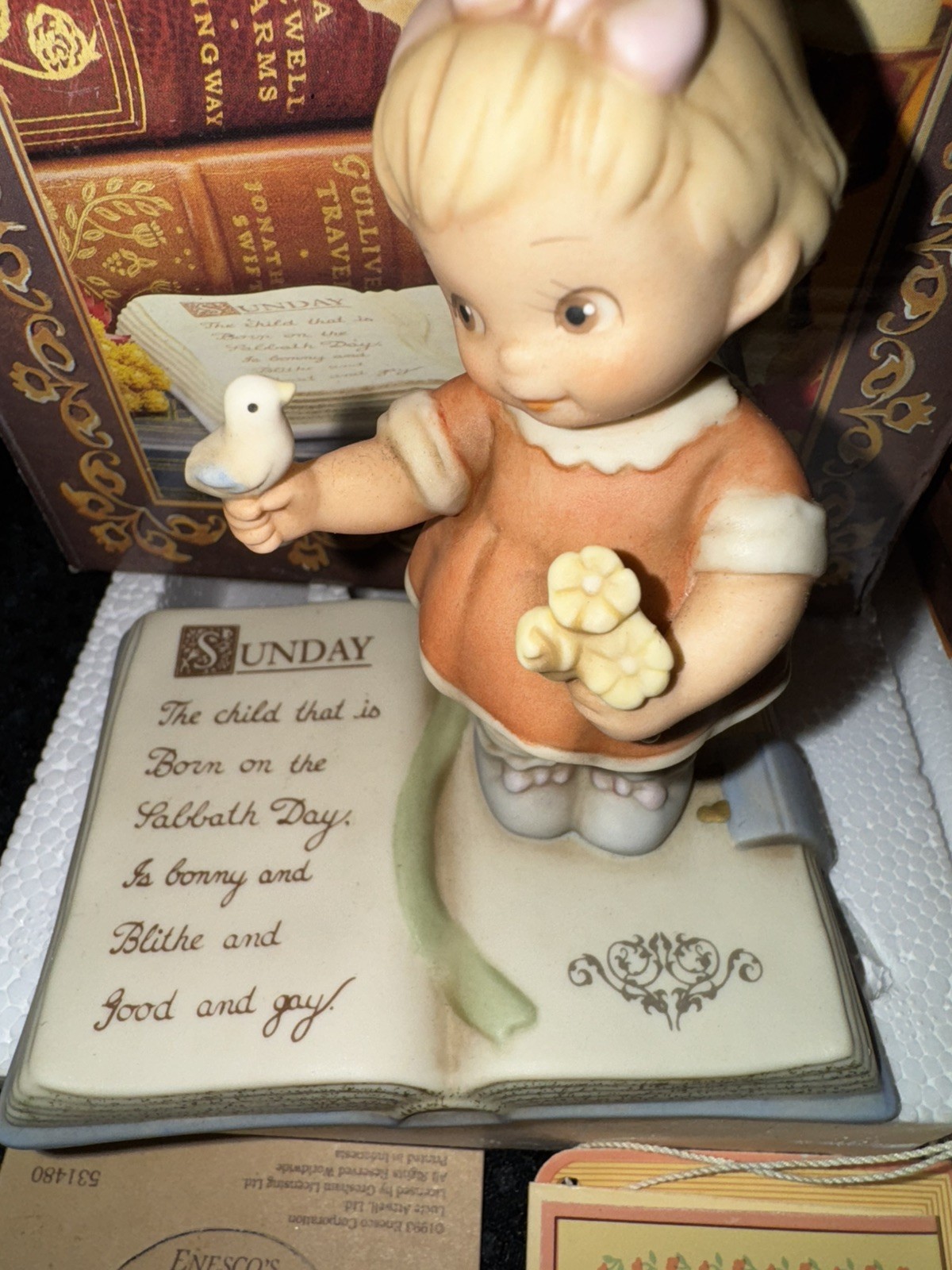 VTG. Enesco Memories Of Yesterday complete set of days of the week still in box