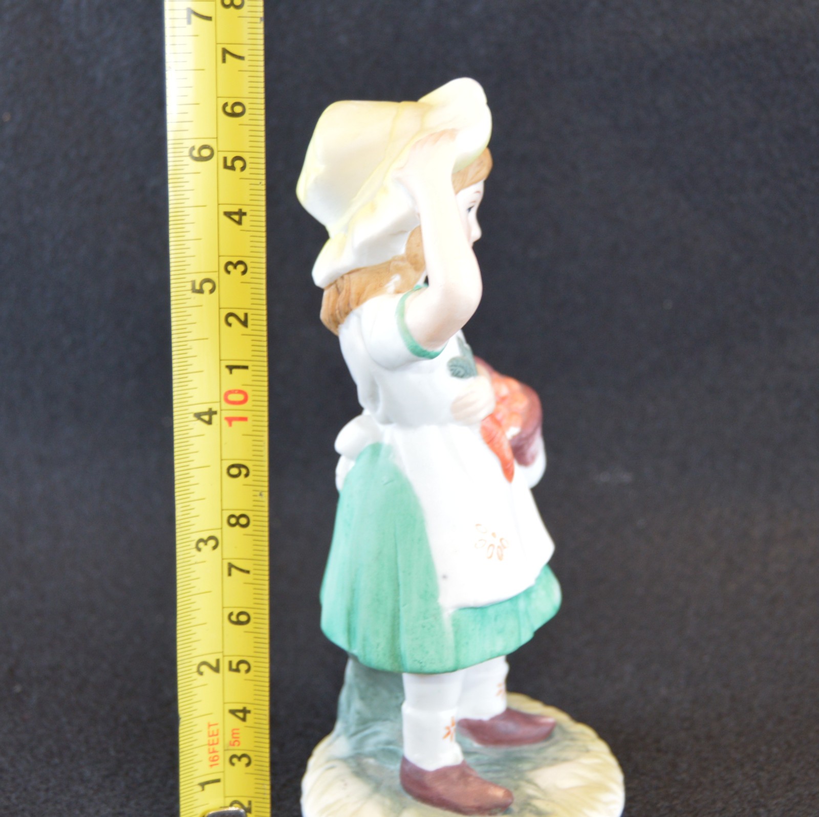 VTG Porcelain Brinn Girl w/Carrot & Basket Taiwan Matte Hand Painted Figurine