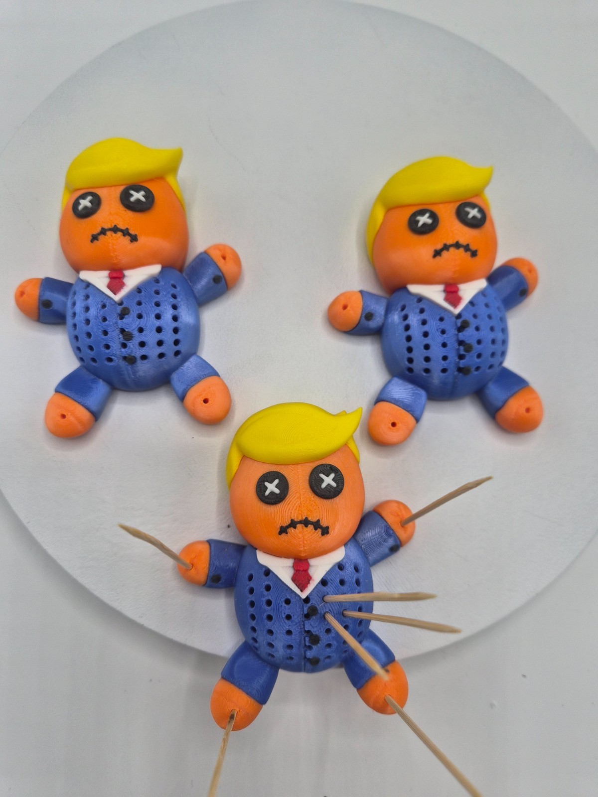 Whimsical Orange Trump Toothpick Holder – 3D Printed Voodoo Doll for a Fun Twist
