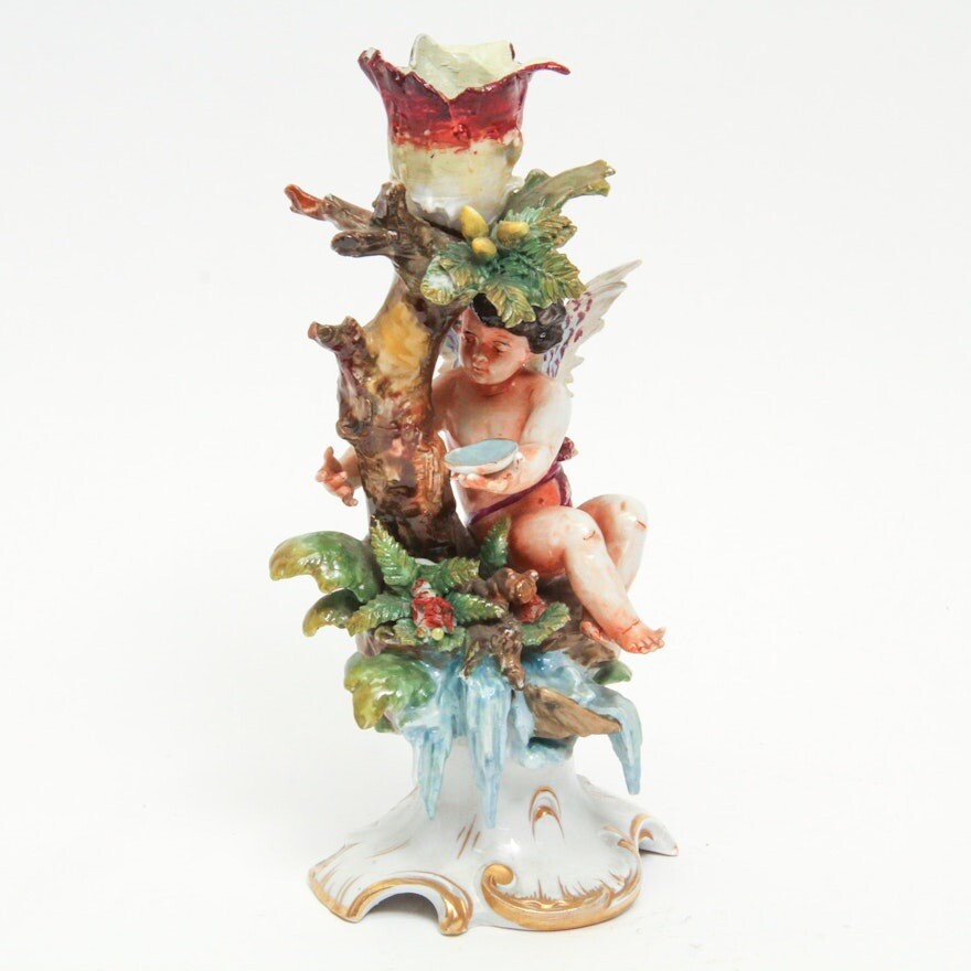 Early 20th Century Aelteste Volkstedter Porzellanfabrik Candlestick