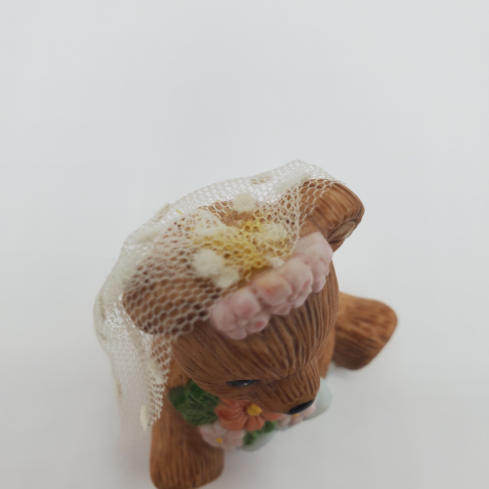 Homco Teddy Bear Month Figurine 1413 June Bride Wedding Veil Marriage cake top