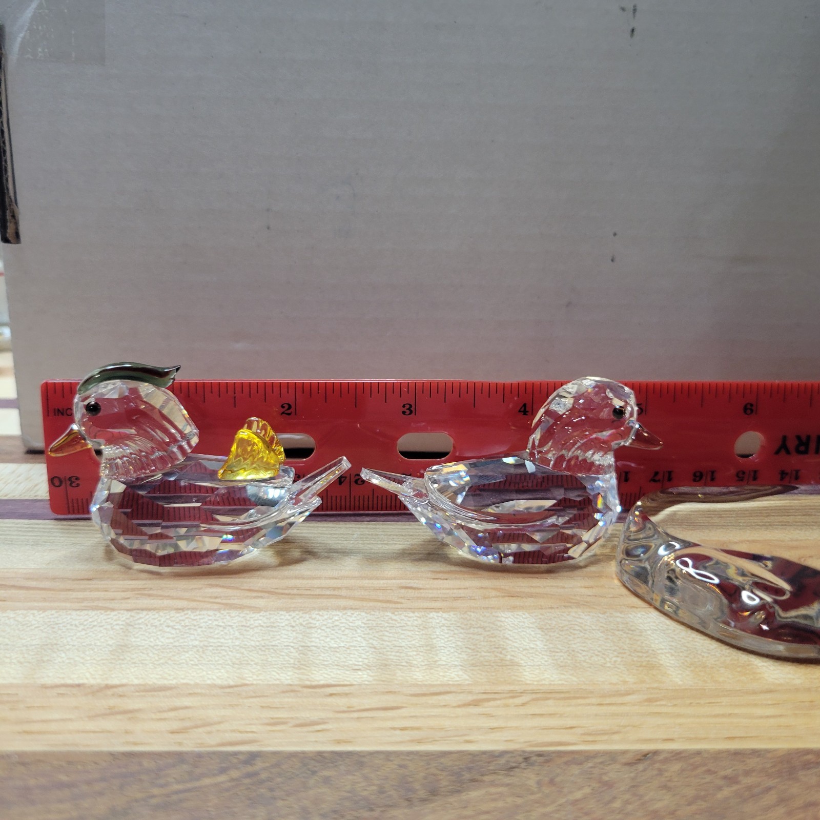 Retired Swarovski Mandarin Ducks (item #858736) 3 piece set 2 ducks 1 pond