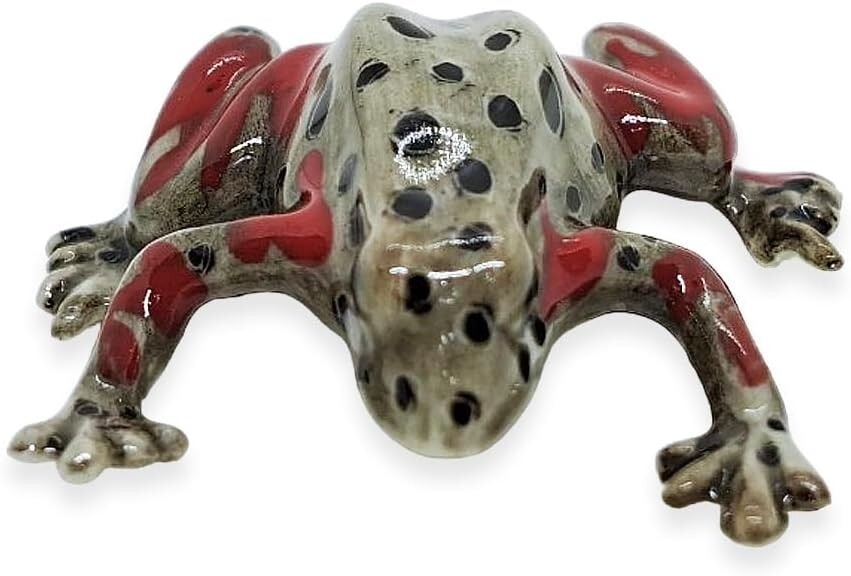 2″ L Brown Red Frog Ceramic Toad Miniature Reptile Replica Animal Figurine Decor