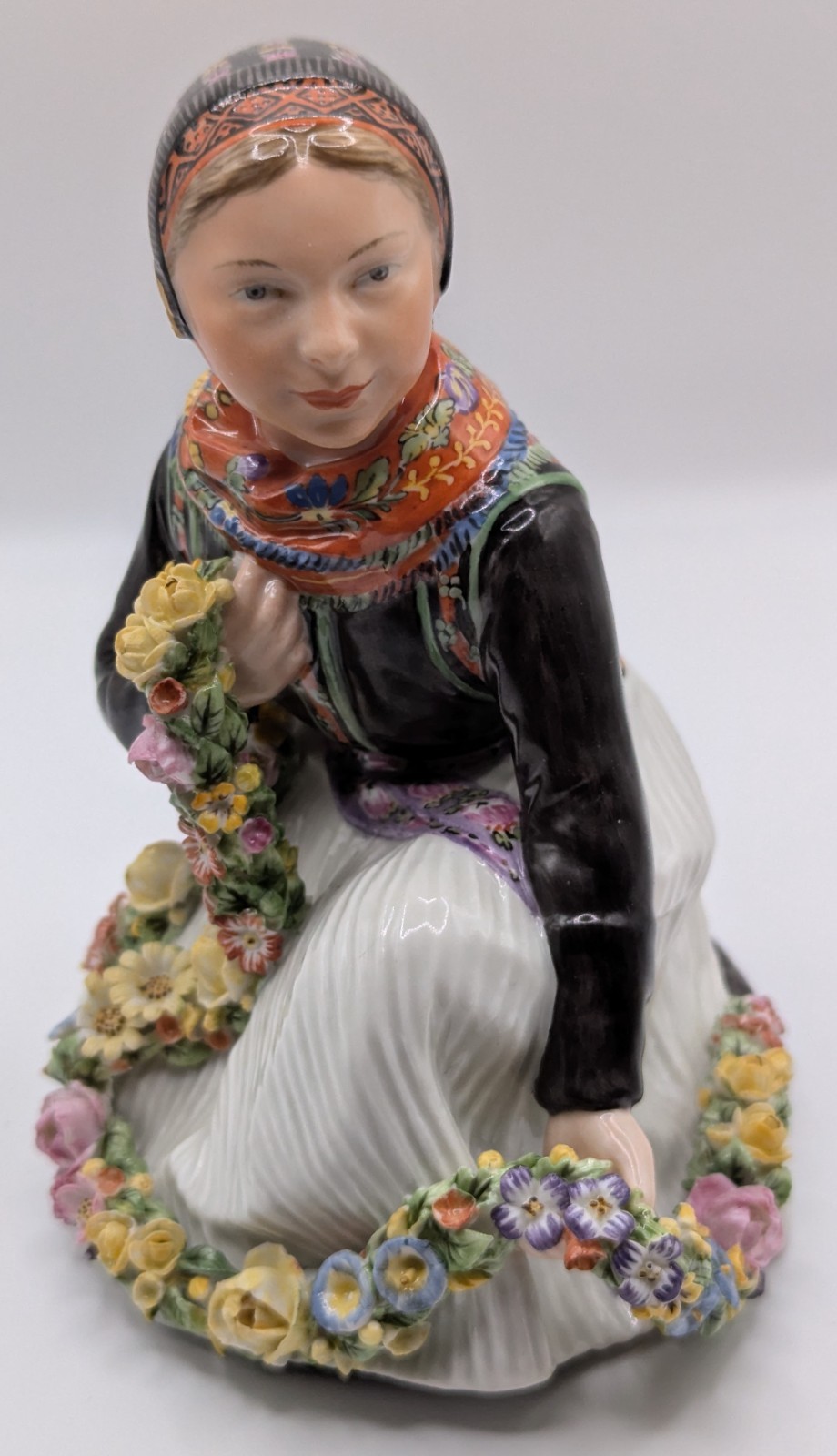 Royal Copenhagen Overglaze Figurine Amager Flower Girl 12412