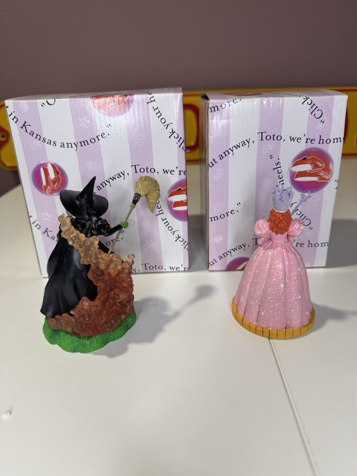 Enesco Wizard of Oz Wicked Witch & Glinda Painted Resin Figurines Set 2 Boxed