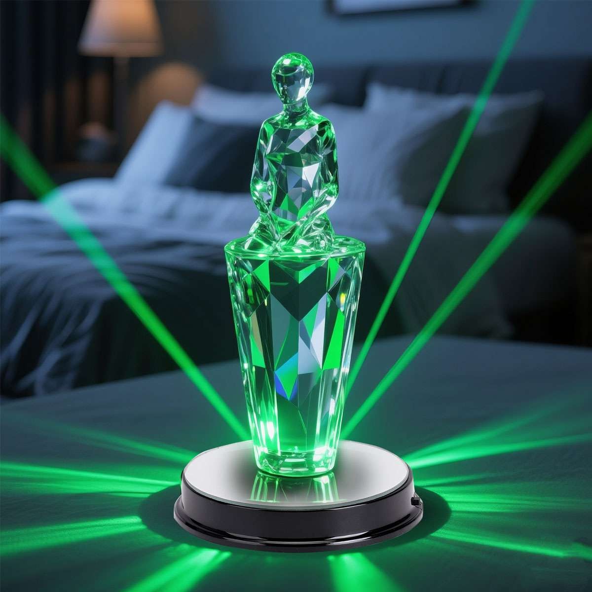 LED Light Display Base Stand Seven Color Lamp Holder Crystal Glass Art Figurinm