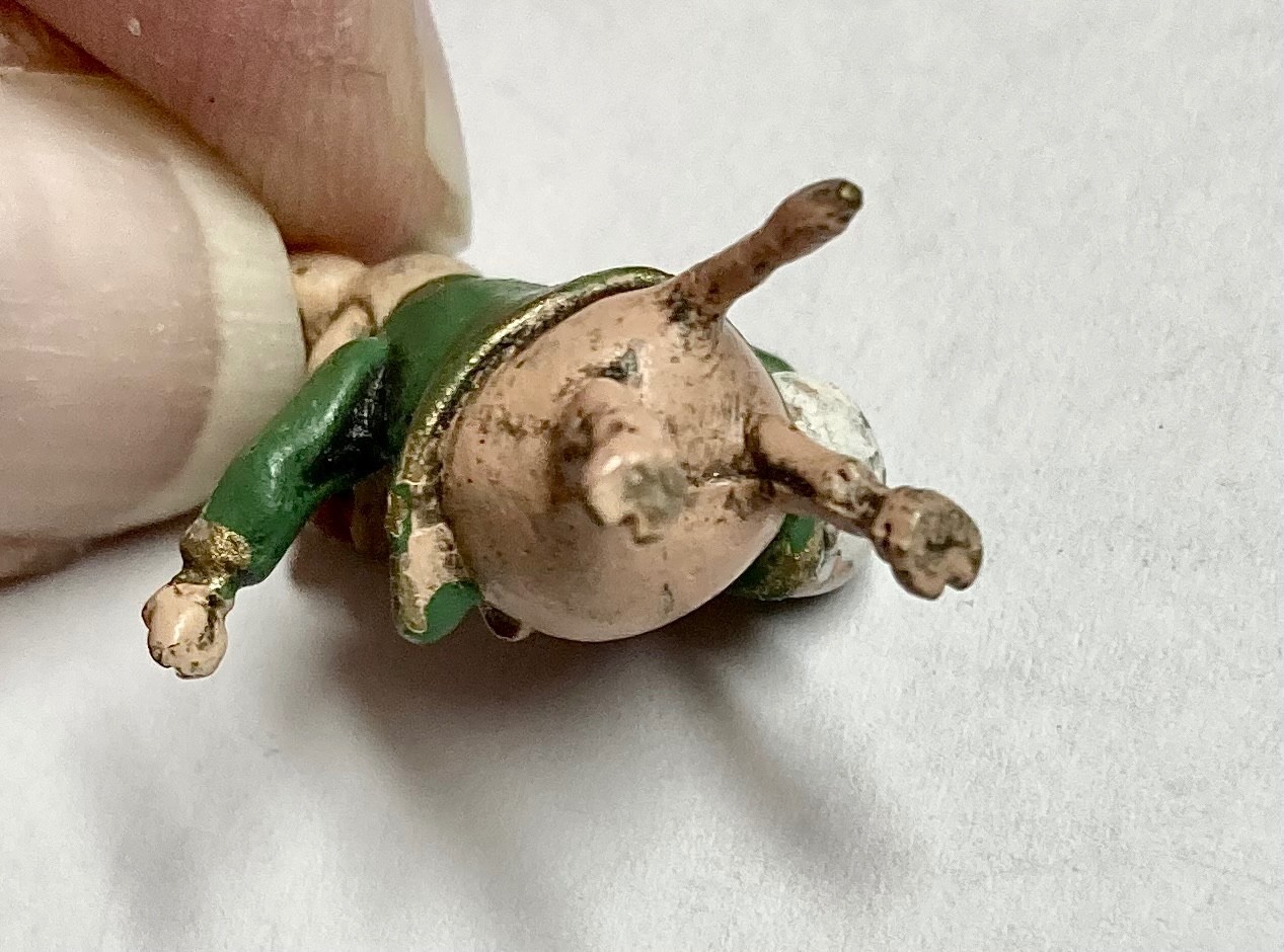 Vienna bronze miniature figure of Pigling Bland with bag of money, Fritz Bermann