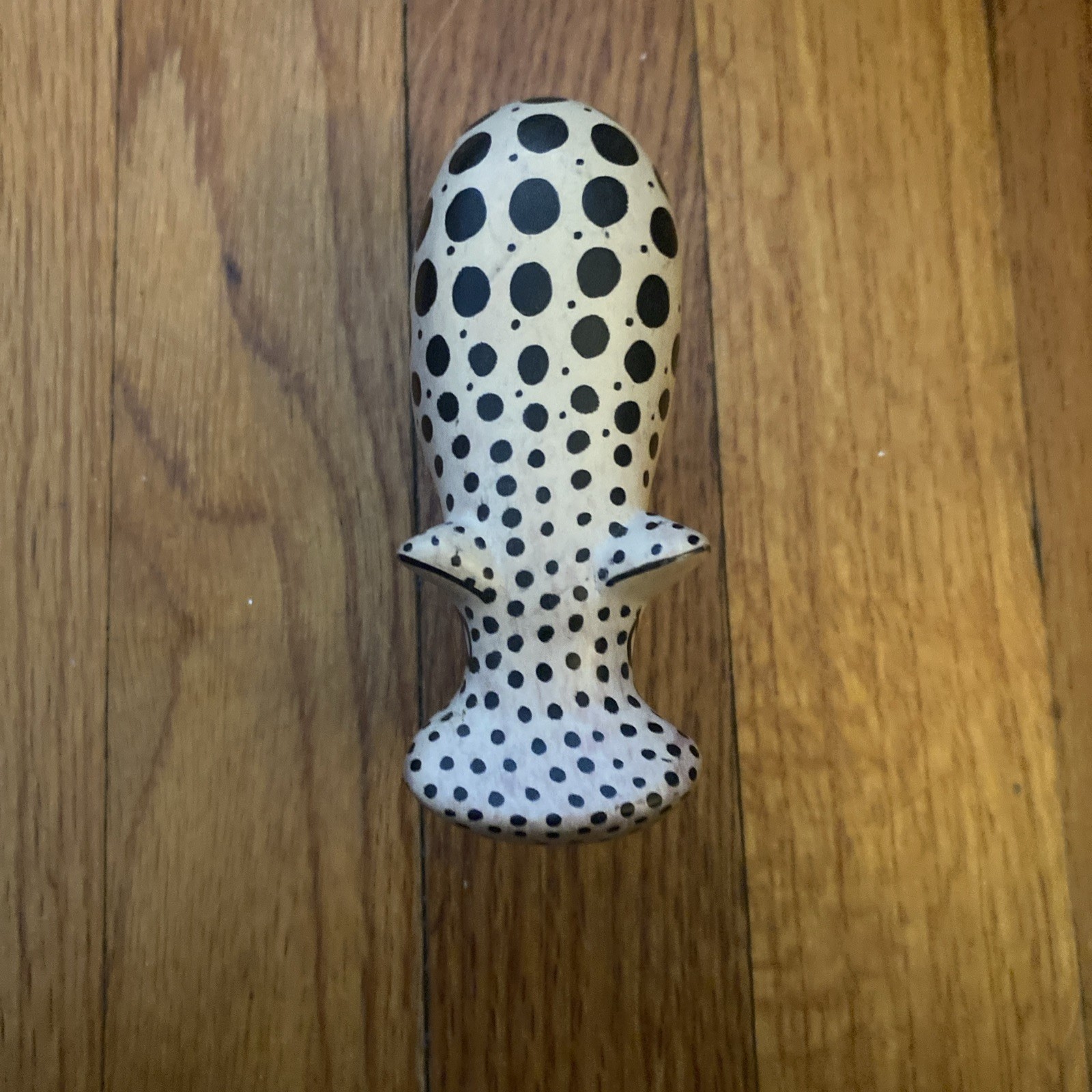 Mid Century Modern Carved Polka Dot Hippo Fetish Sculpture