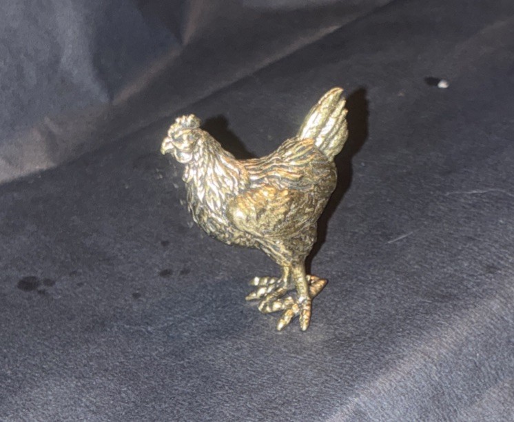 Brass Detailed Hen Figurine Curio 1-5/8” Tall