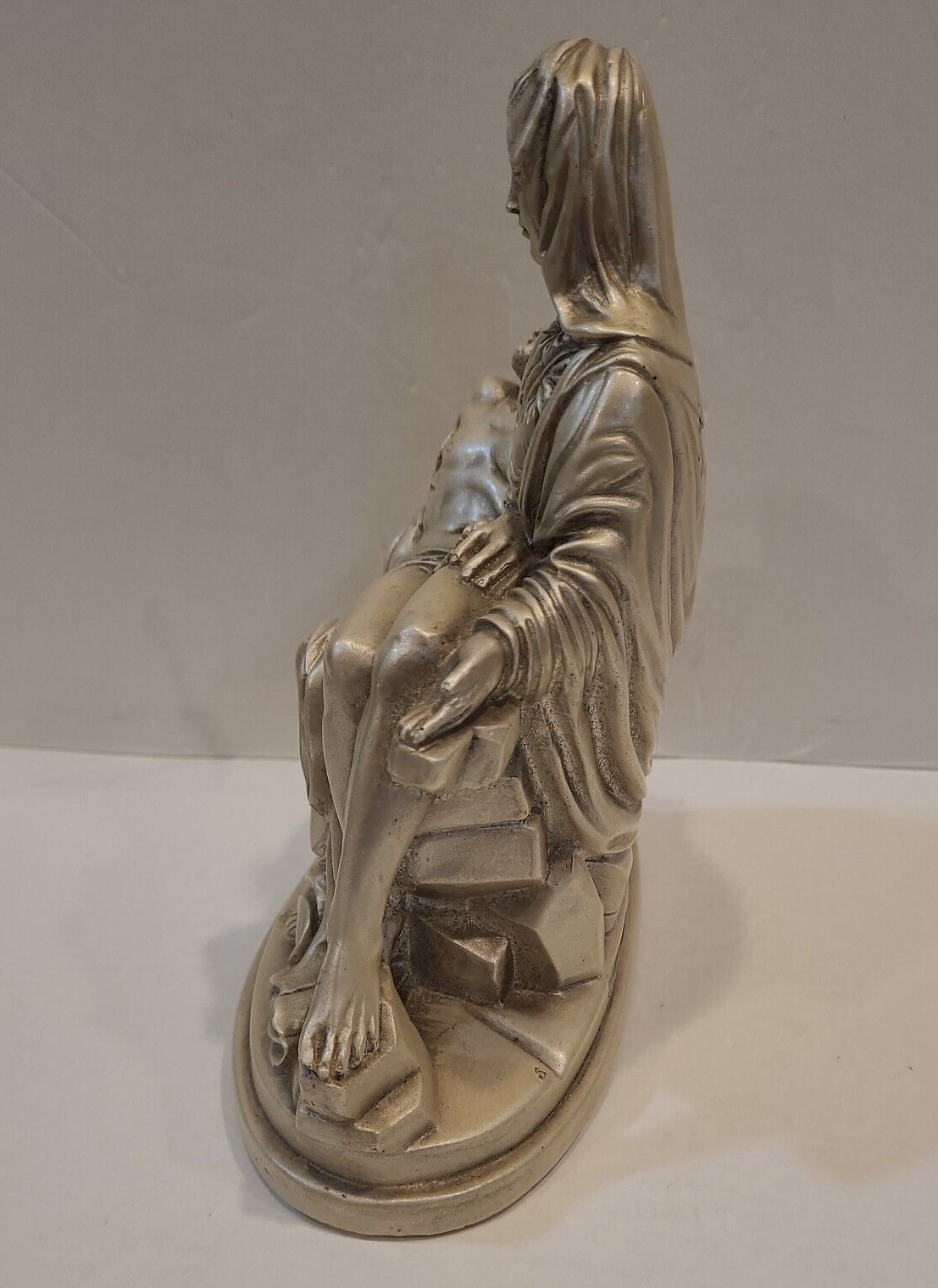 Vintage Esco Michelangelo Pietà Jesus & Mary Chalkware Statue Art w/ Pearl Glaze