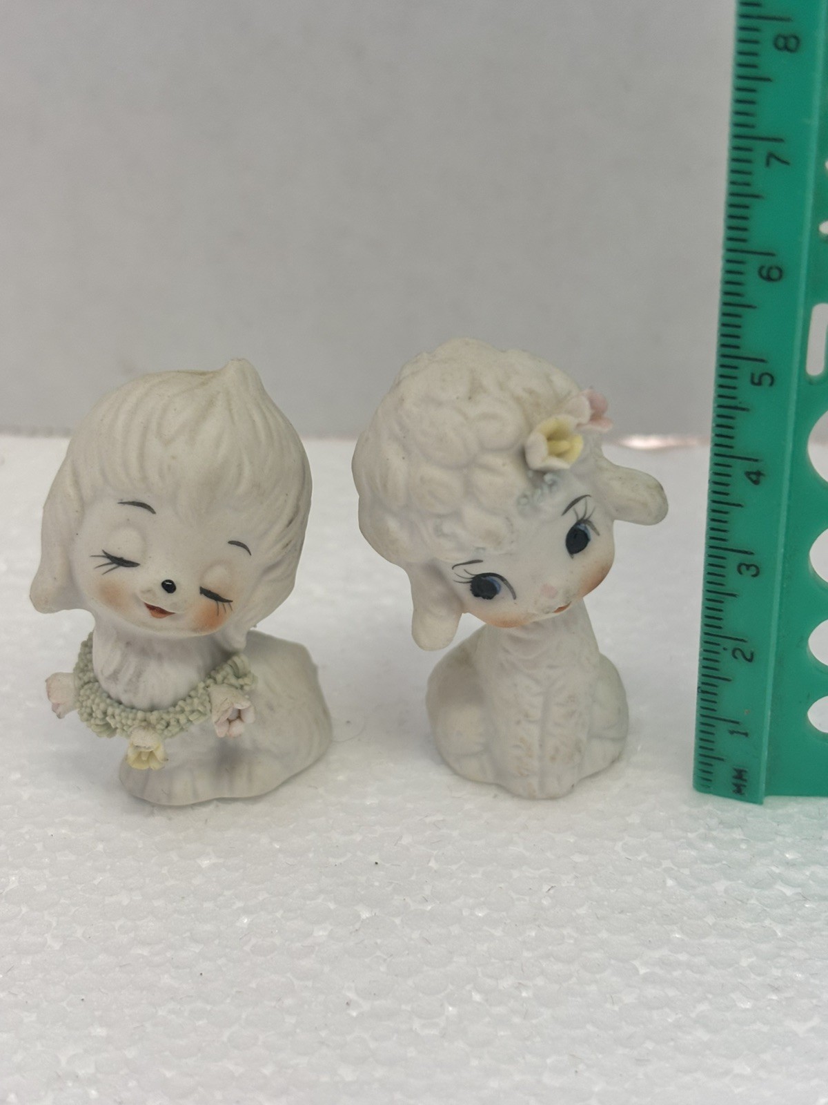 Napcoware Miniature Bone Figurine China Puppies Vintage Anthropomorphic