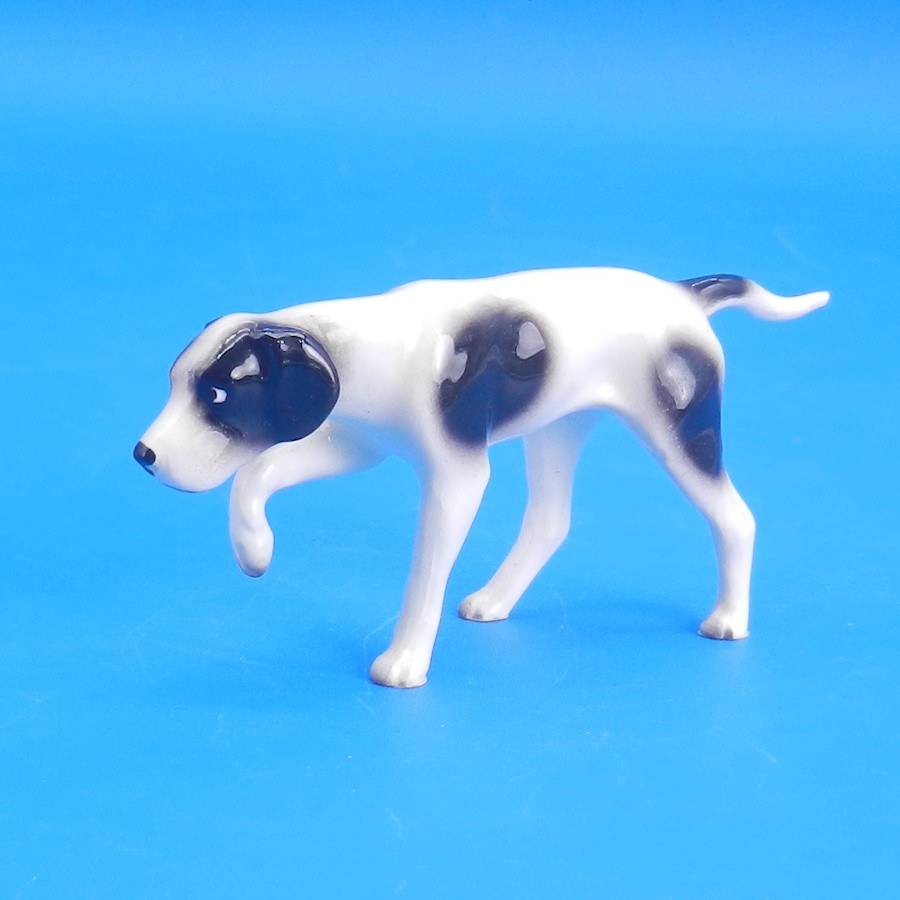 Hagen Renaker Miniature POINTER Black & White Hound Dog Vintage Figurine