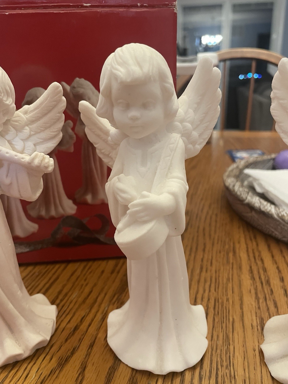 Set Of 4 Alabaster Angels /Instruments