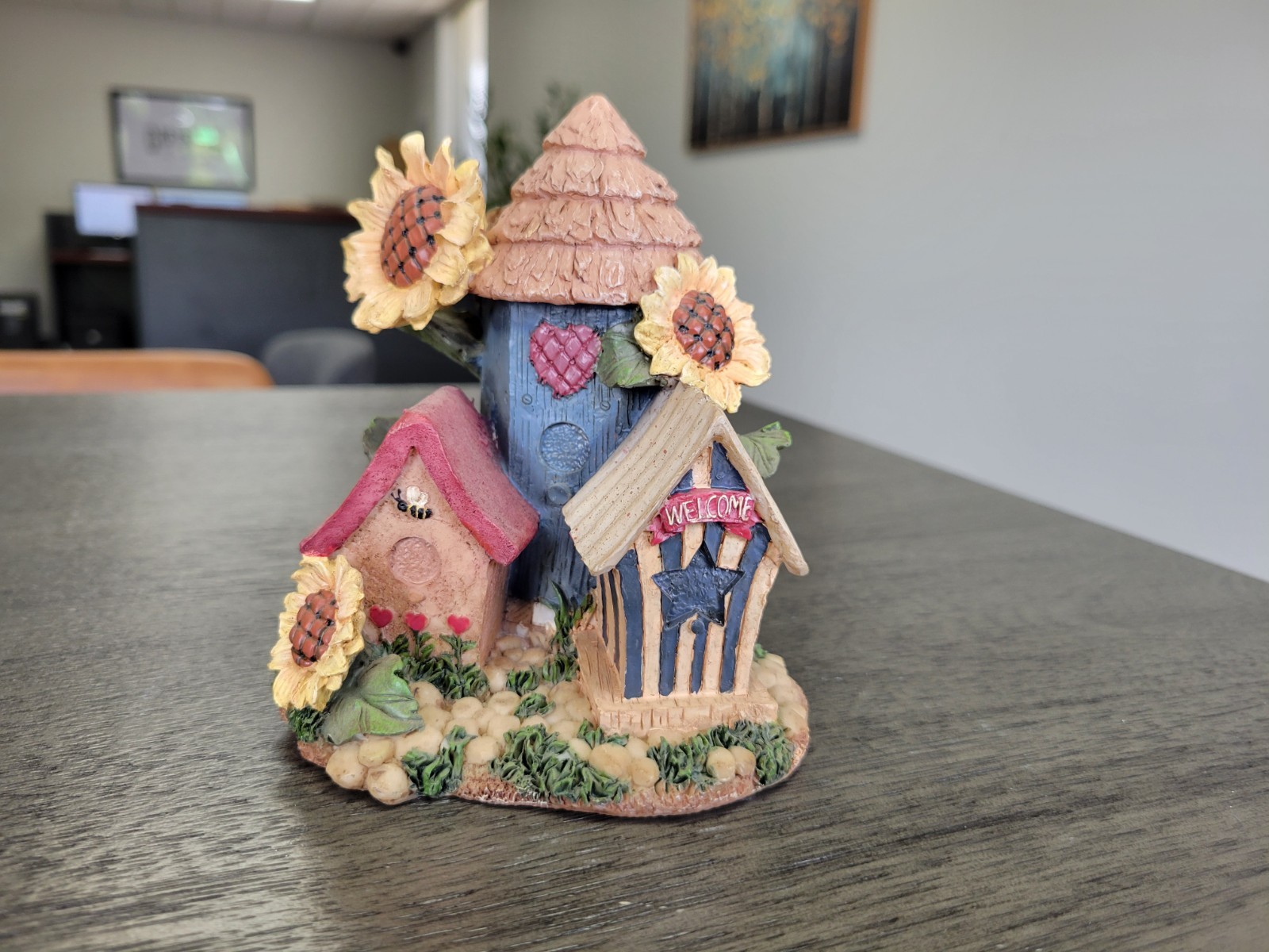 VTG 1999 Home Interior Gifts “Home Tweet Home” Birdhouses & Sunflowers Figurine