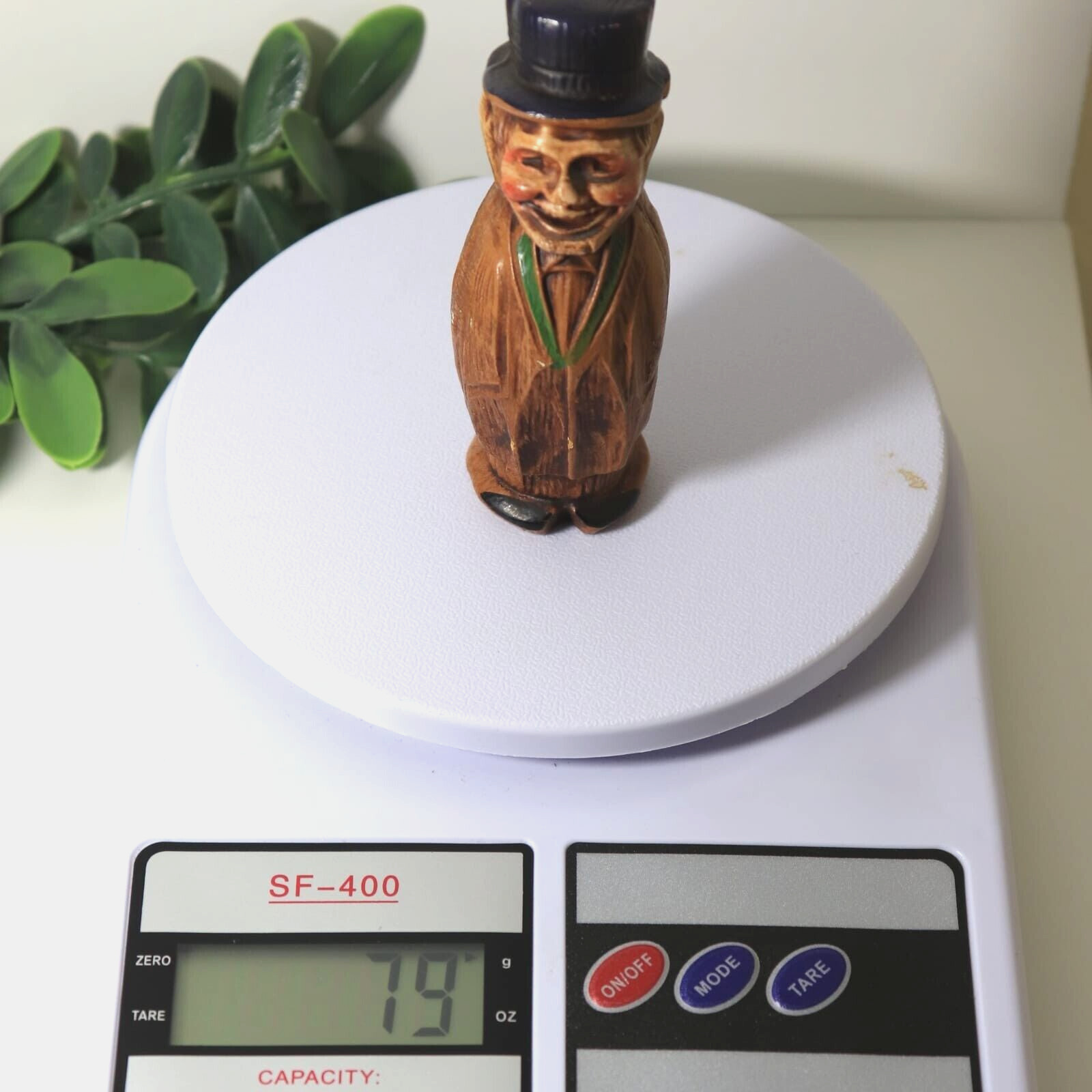 Antique Sirocco MDF Wood Carved Small Vintage Man Figurine Folk Art