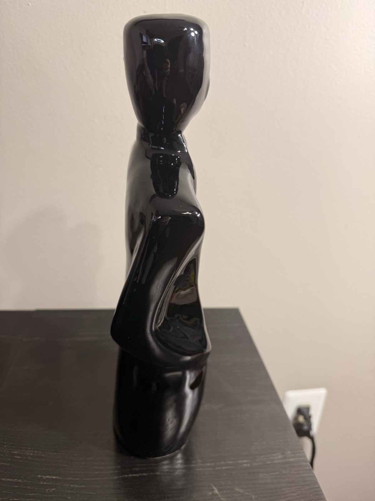 Vintage Modernist Art-Deco 80’s Glam Style Black Ceramic Women & Man Figure
