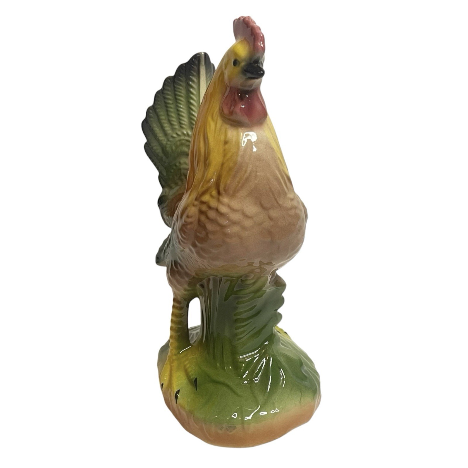 Vintage Rooster Ceramic Figurine Glossy Glazed Farmhouse Farm Country Rustic