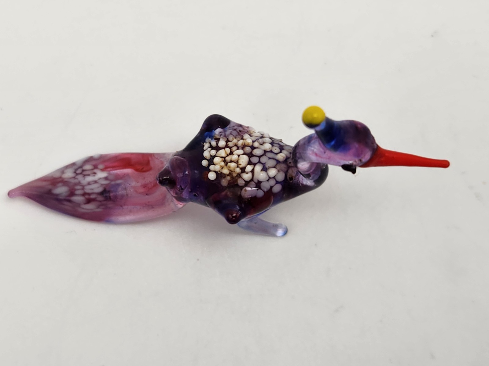 Handmade Art Glass Peacock Bird Lampwork Miniature Colorful Art Animals