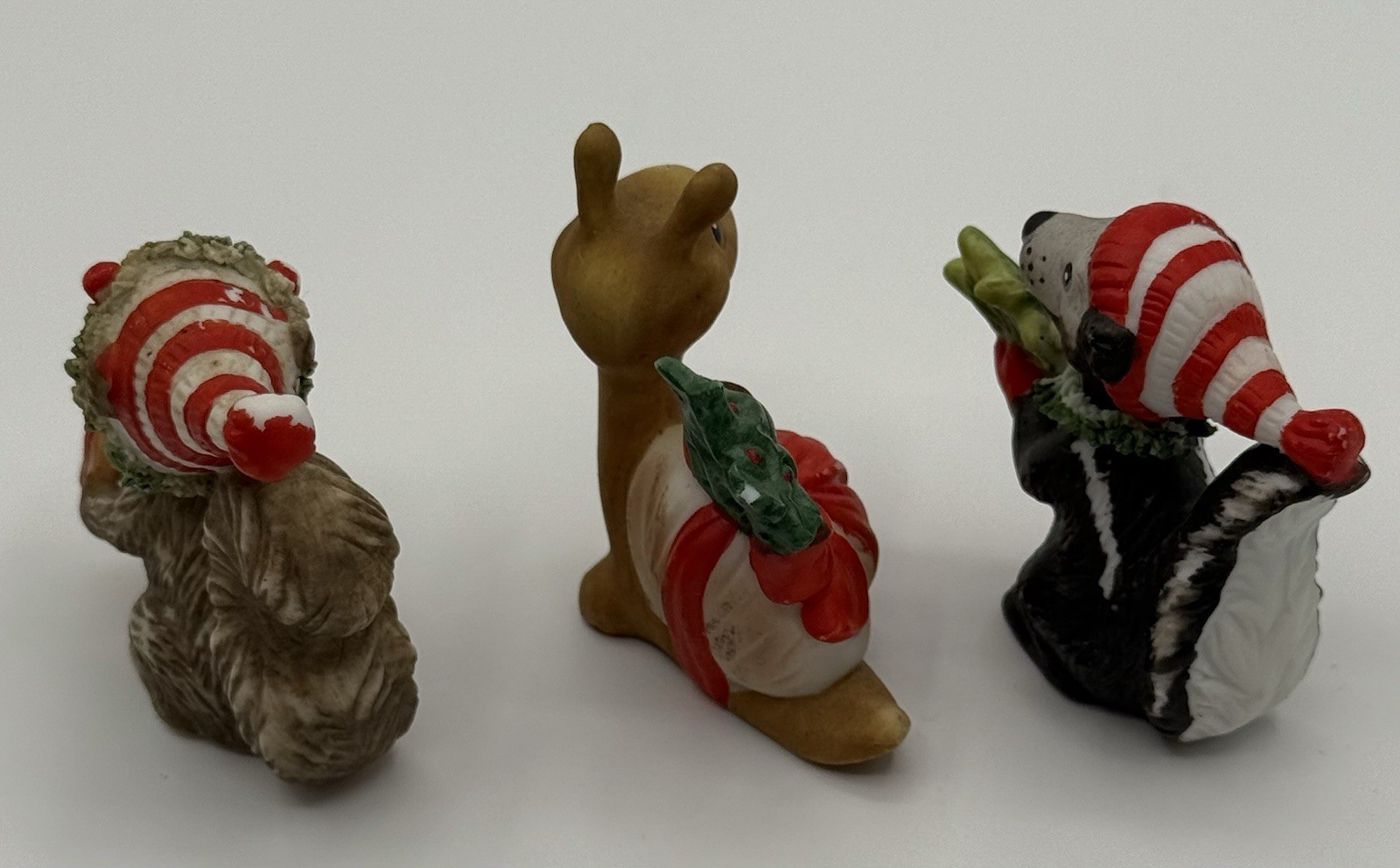 EUVC Vintage Suzy’s Zoo Ceramic Figurine Christmas Skunk Squirrel Snail