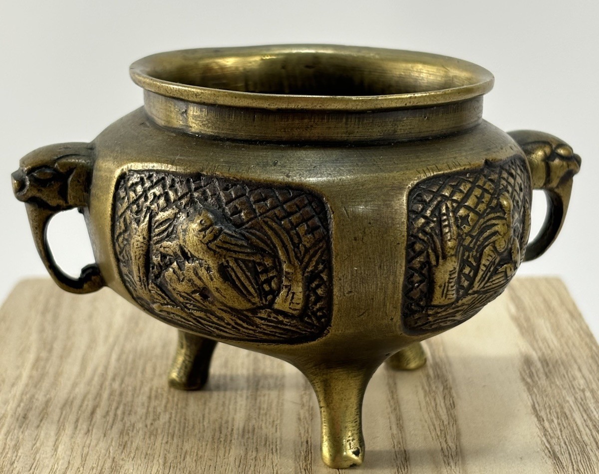 Solid Brass Mini Incense Burner Small Statue Home Ornate Collectibles 2.5 Inch