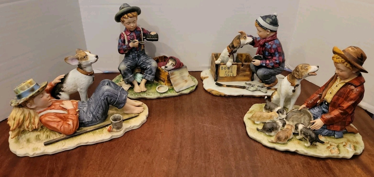 Norman Rockwell (4) Four Seasons Illustrations For 1958. Porcelain Figures.