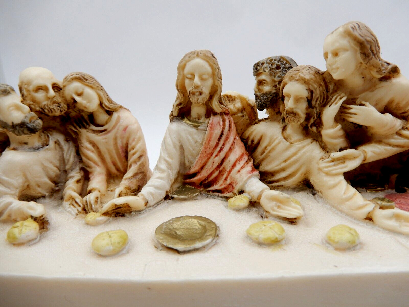 THE LAST SUPPER FIGURINE SIGNED L TONI. JESUS APOSTLES CHRISTIANITY ~ ITALY