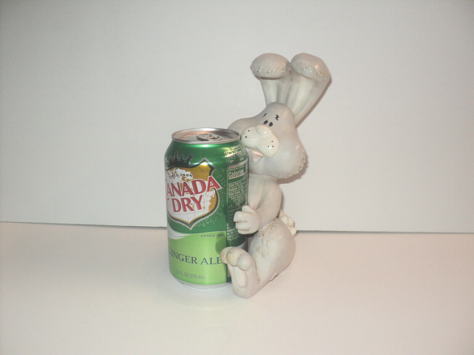 Ceramic Rabbit Beverage Holder Bunny Gray 7″ High x 5″ Wide Soda Pop Can Holder