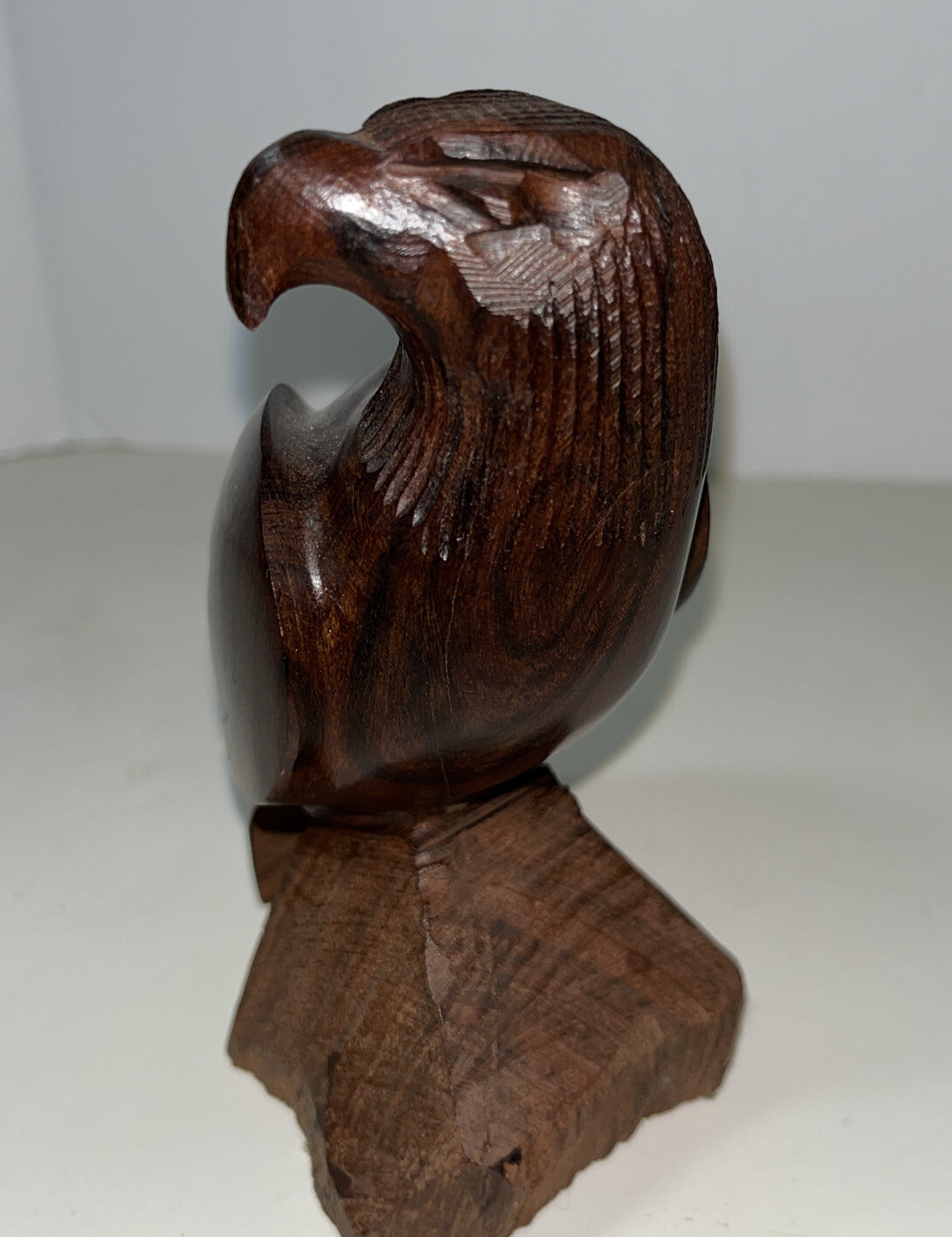 Eagle Hand Carved Crafted Art Sculpture Solid Rosewood Figurine 5.5” Inches