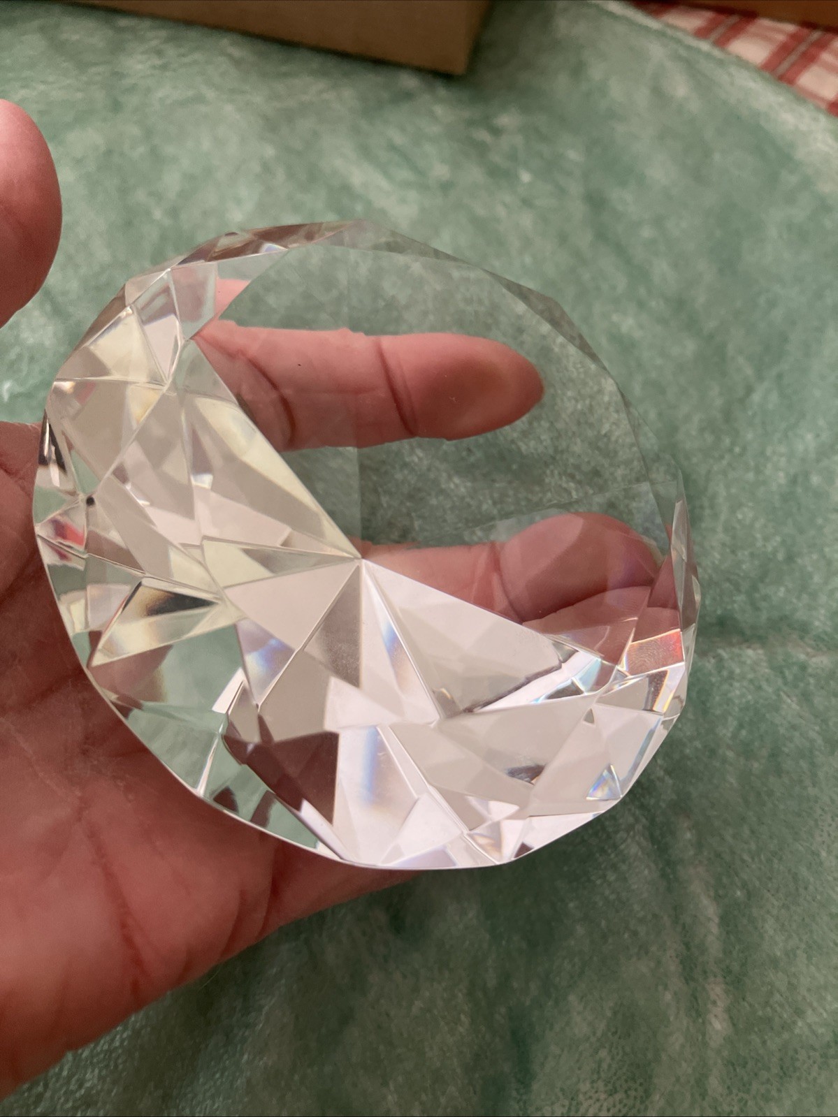 Crystal Diamond Cut Paper Weight 5″x3″ EUC Fun Gift & Great For Newly Engaged!