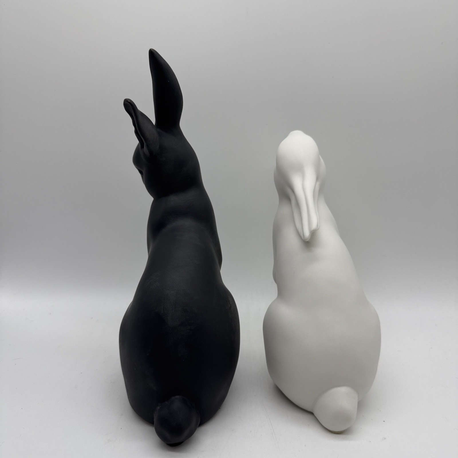 Franklin Mint Gail Ferretti Affinity Porcelain Black White Bunny Rabbit Figurine