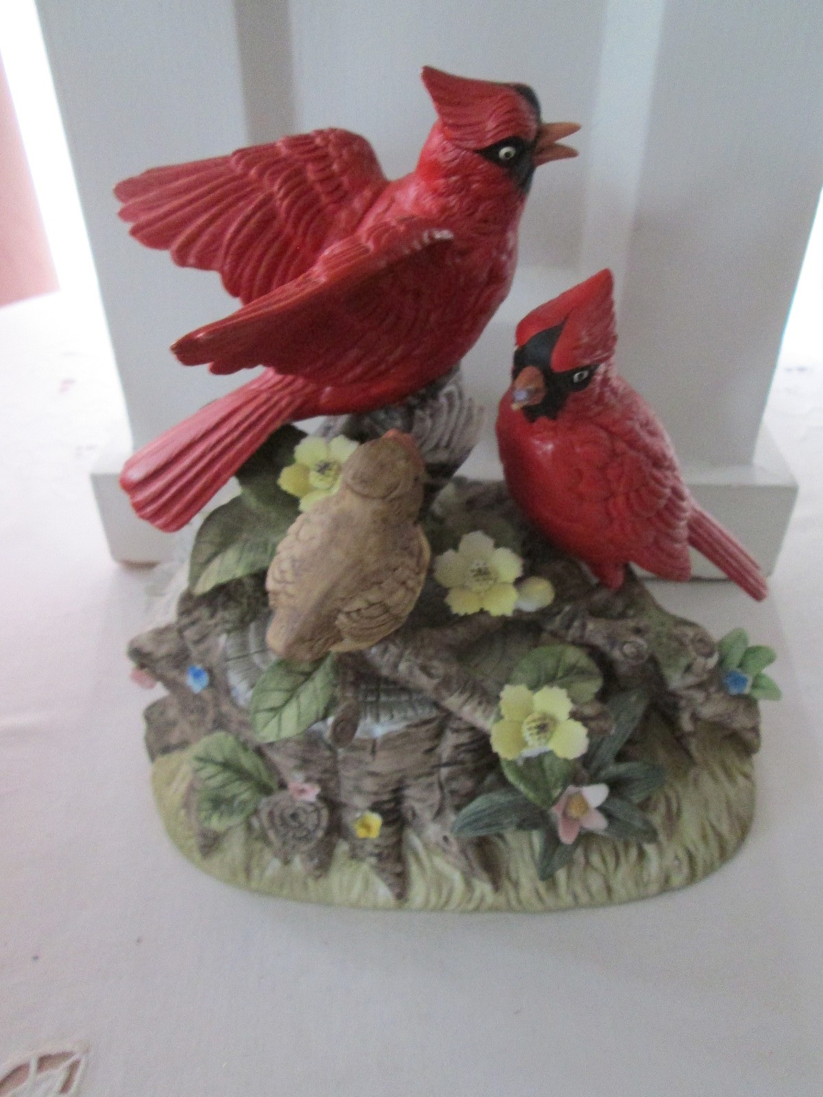 7 inch Cardinal Porcelain Figurine, Jonathon Byron, Broken Flower Petal, VTG