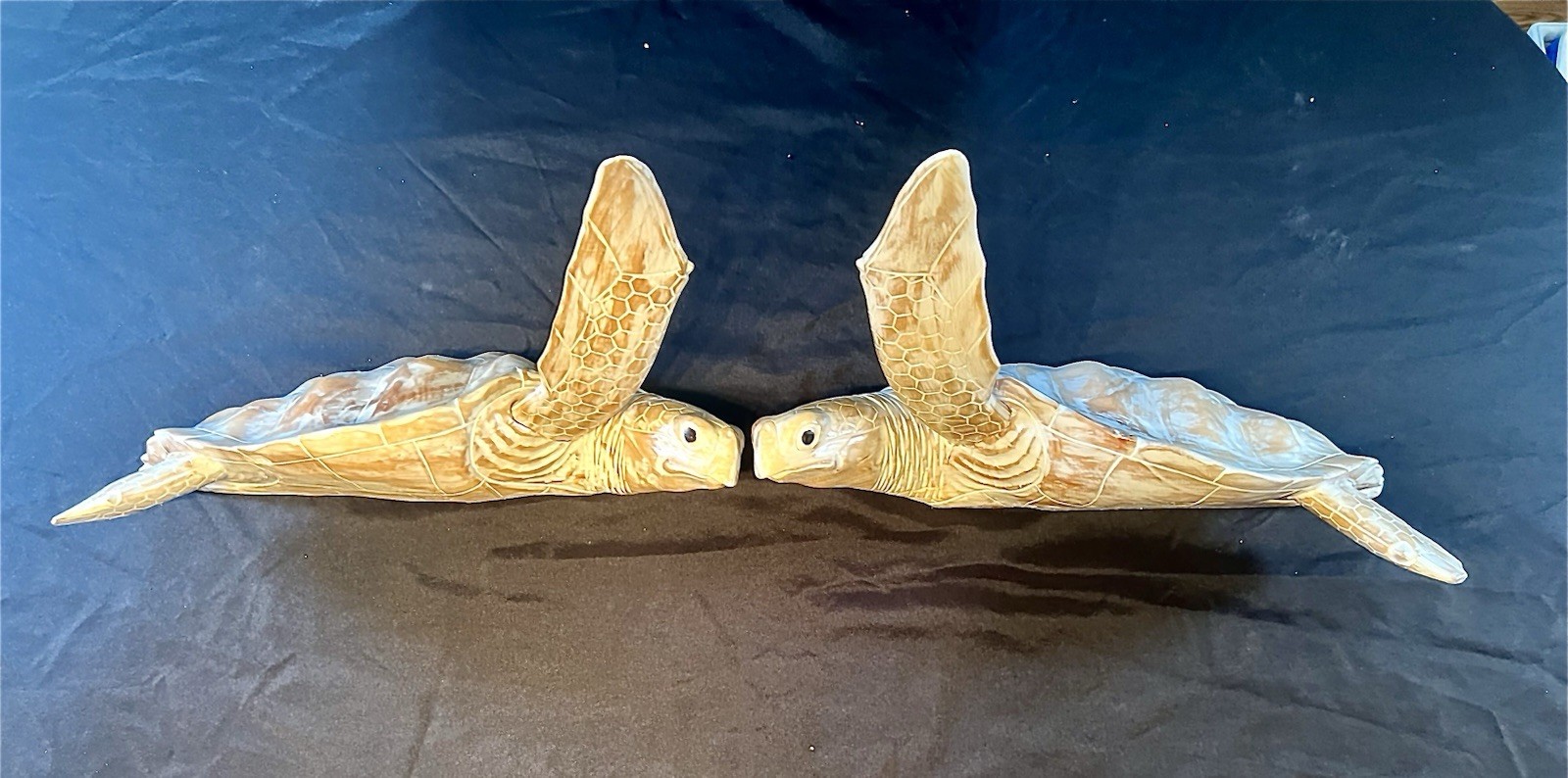Whitewashed Logger Head Sea Turtles Wood Carving/Sculpture Wall ART Single/Pair