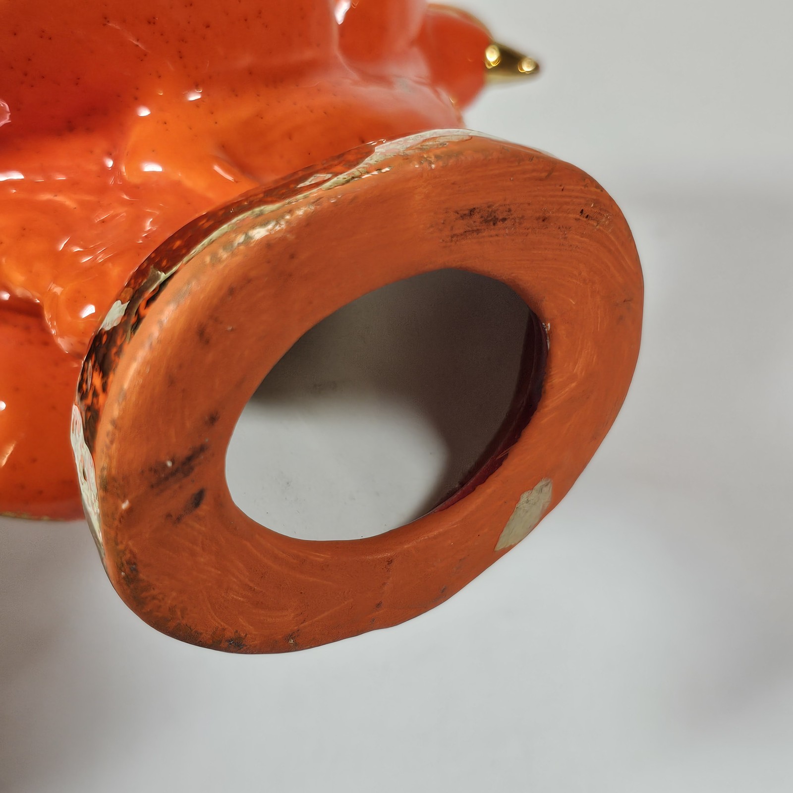 Vintage California Pottery Orange Gold Ceramic Pheasant Birds Centerpiece Bowl