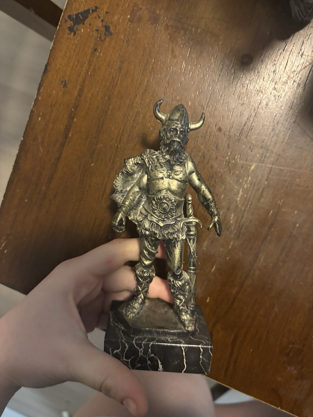 UNIQUE VINTAGE DEPOSE ITALY #209 EIRIK VIKING SCULPTURE ON MARBLE BASE