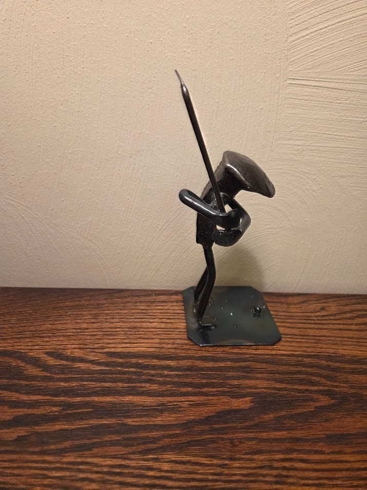 Metal Golfer Sculpture Figurine Minimalist Iron Art Golf Player Statue Decor 8″