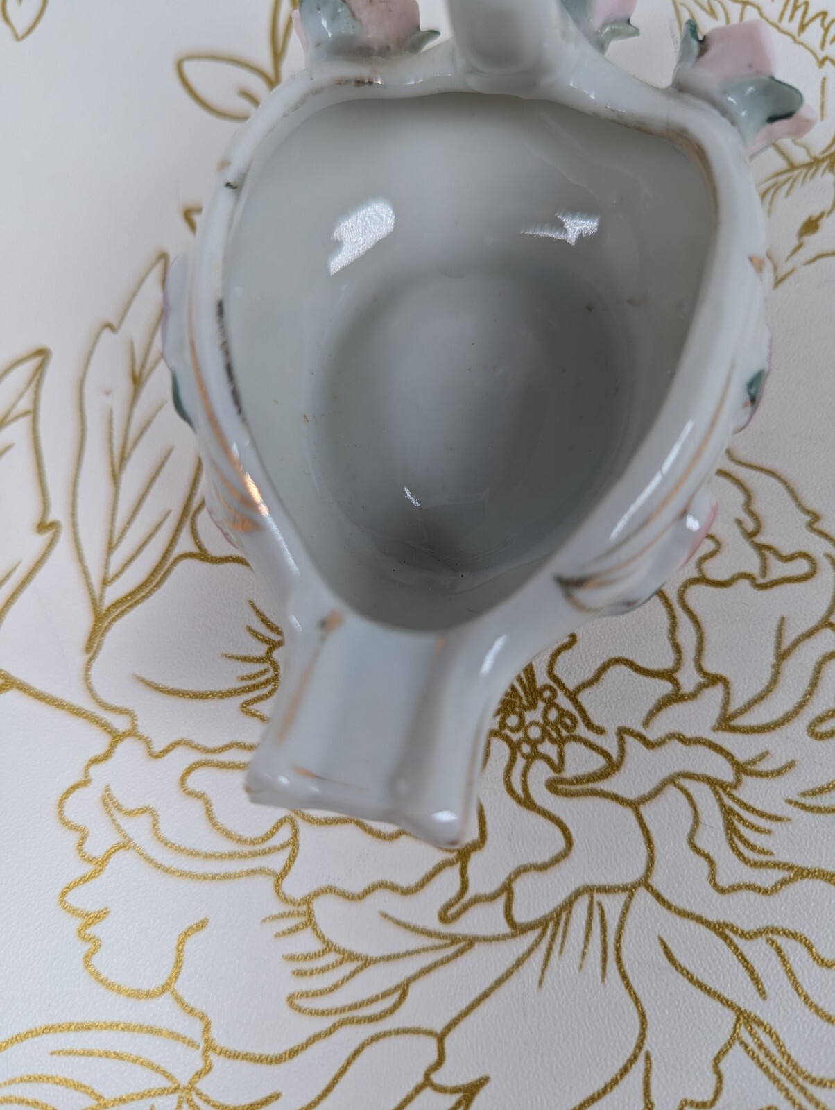 Swan Ashtray & Trinket Dish Japan Gold Accent Flowers Set Of 2 Porcelain Vintage
