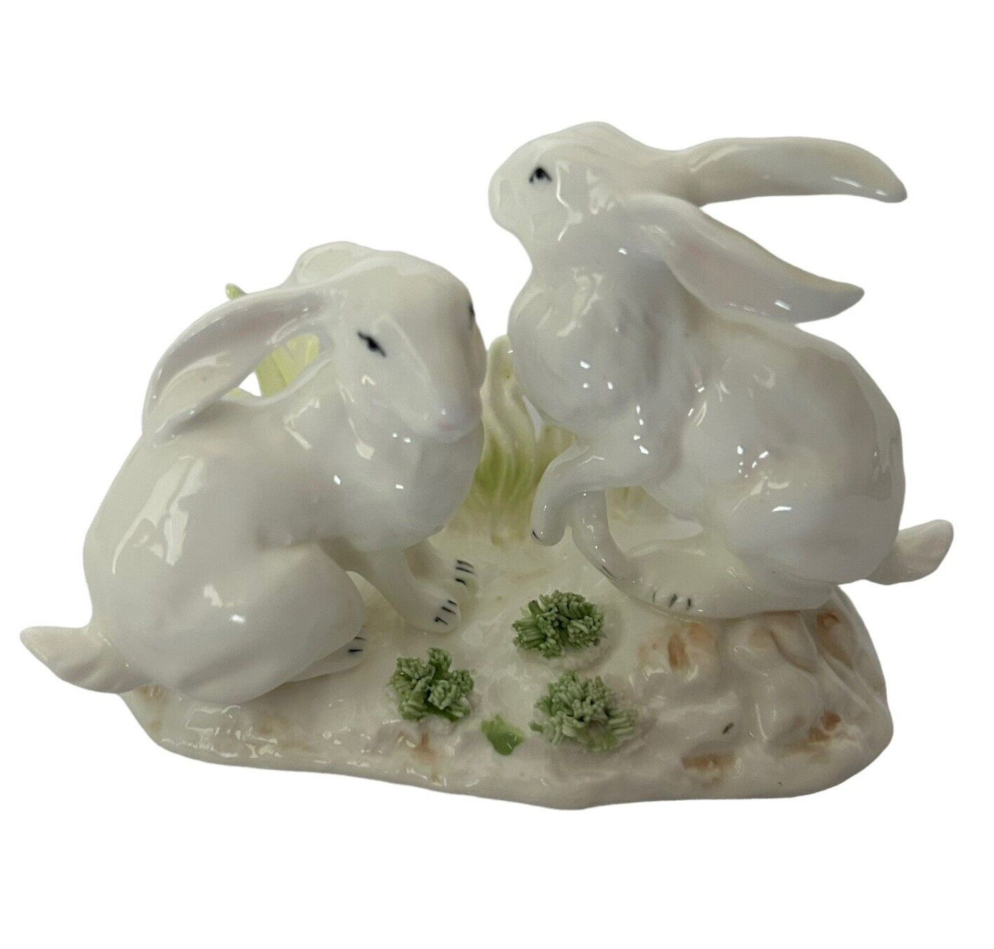 Ucagco Bunny Rabbit White Easter Vintage Figurine 1950s Spaghetti Trim